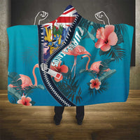 Turks and Caicos Islands Flamingo Hooded Blanket Zipper Stylized