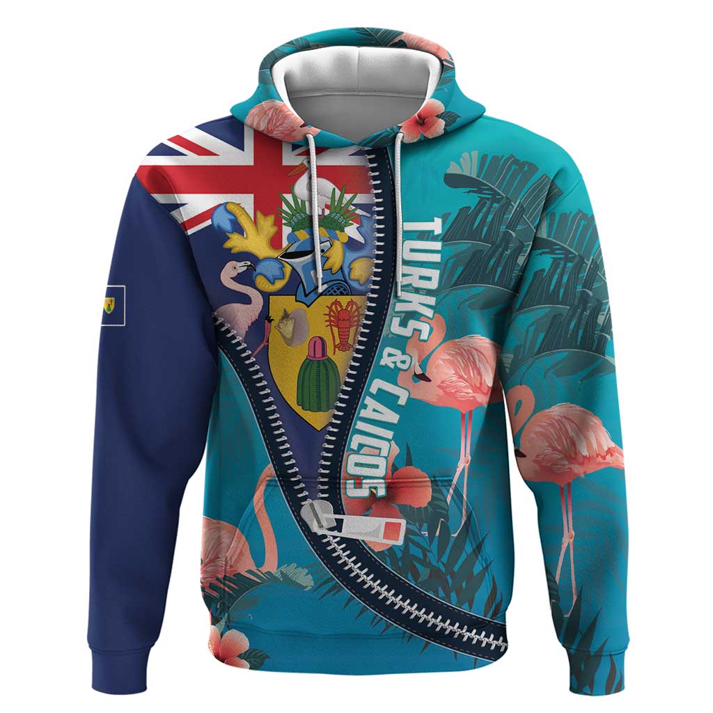 Turks and Caicos Islands Flamingo Hoodie Zipper Stylized