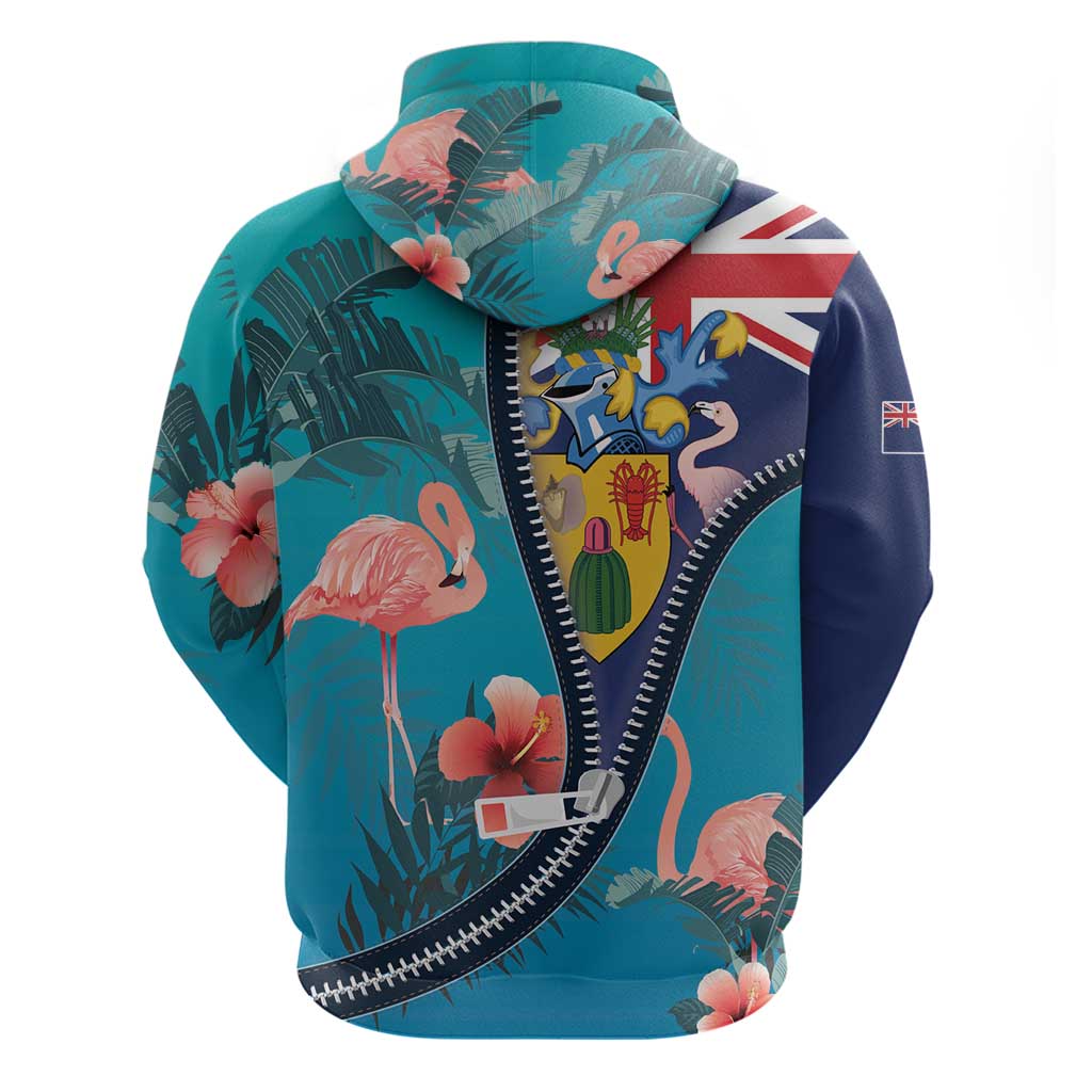 Turks and Caicos Islands Flamingo Hoodie Zipper Stylized