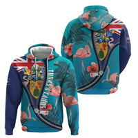 Turks and Caicos Islands Flamingo Hoodie Zipper Stylized