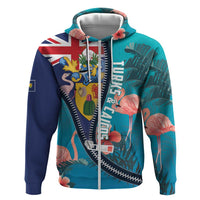 Turks and Caicos Islands Flamingo Hoodie Zipper Stylized
