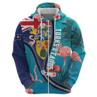 Turks and Caicos Islands Flamingo Hoodie Zipper Stylized