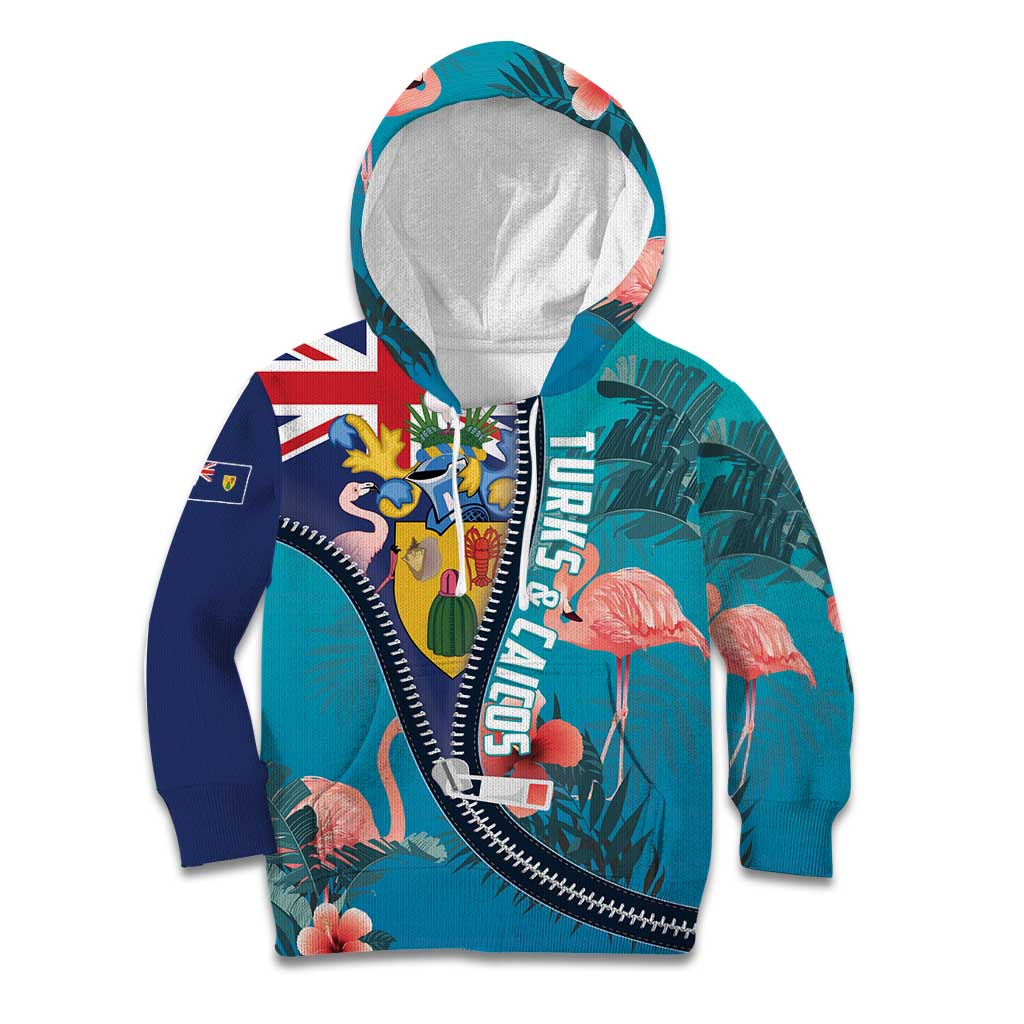 Turks and Caicos Islands Flamingo Kid Hoodie Zipper Stylized
