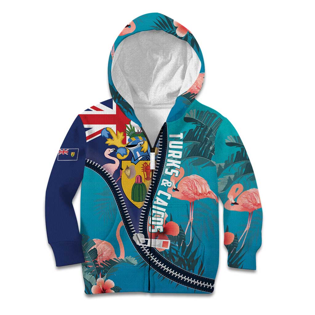 Turks and Caicos Islands Flamingo Kid Hoodie Zipper Stylized