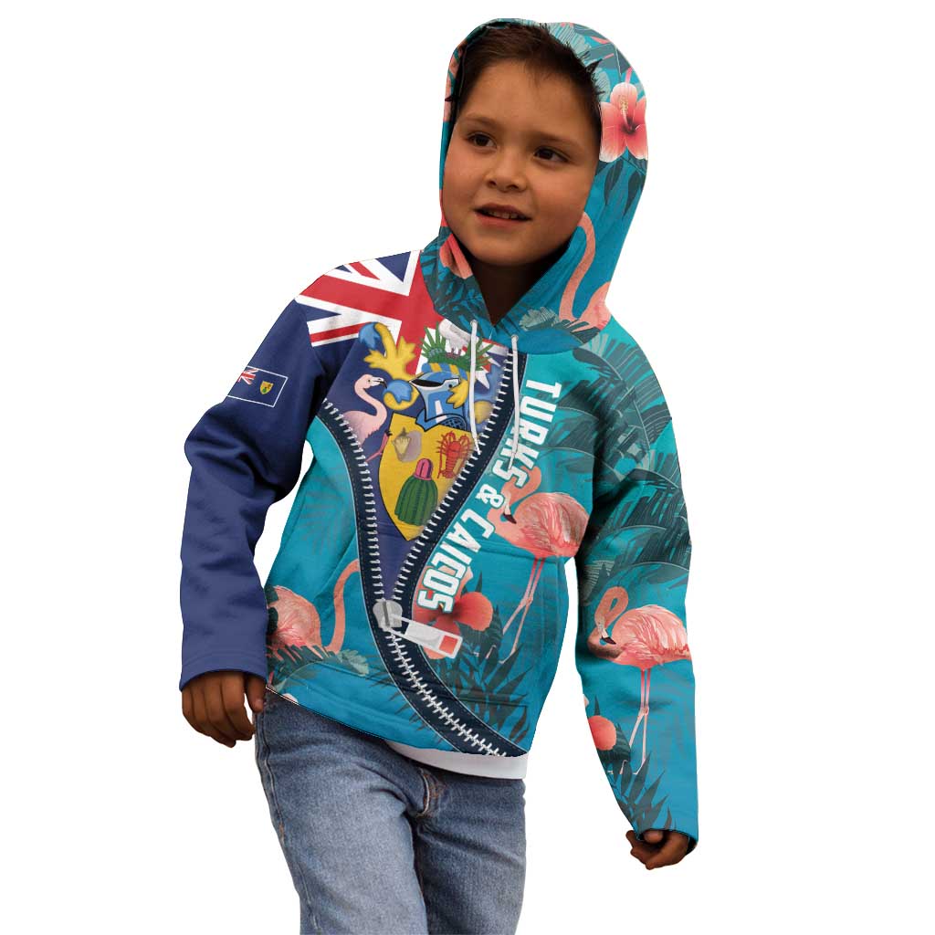 Turks and Caicos Islands Flamingo Kid Hoodie Zipper Stylized