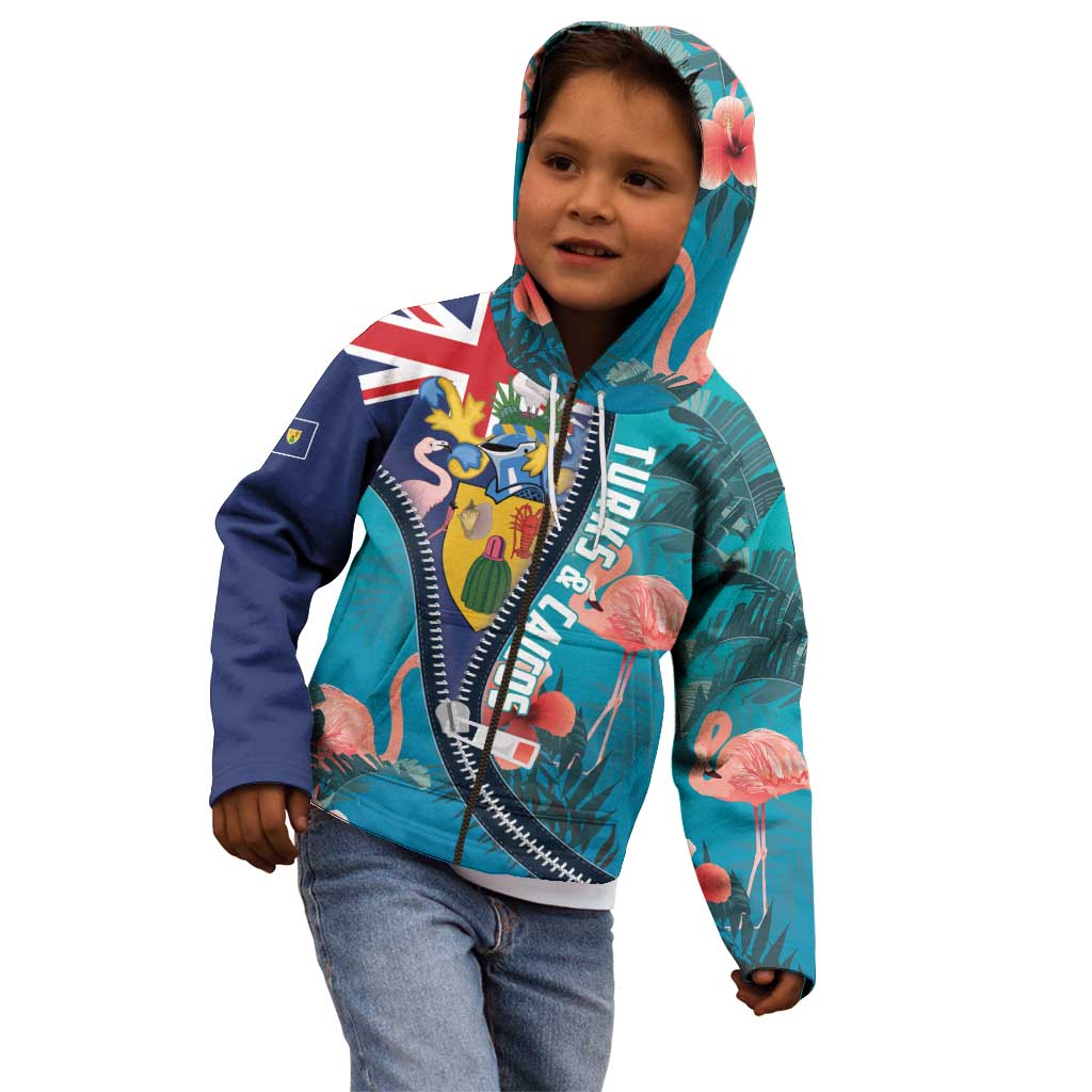 Turks and Caicos Islands Flamingo Kid Hoodie Zipper Stylized