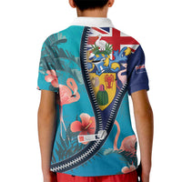 Turks and Caicos Islands Flamingo Kid Polo Shirt Zipper Stylized