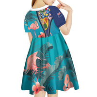 Turks and Caicos Islands Flamingo Kid Short Sleeve Dress Zipper Stylized