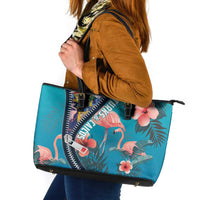 Turks and Caicos Islands Flamingo Leather Tote Bag Zipper Stylized