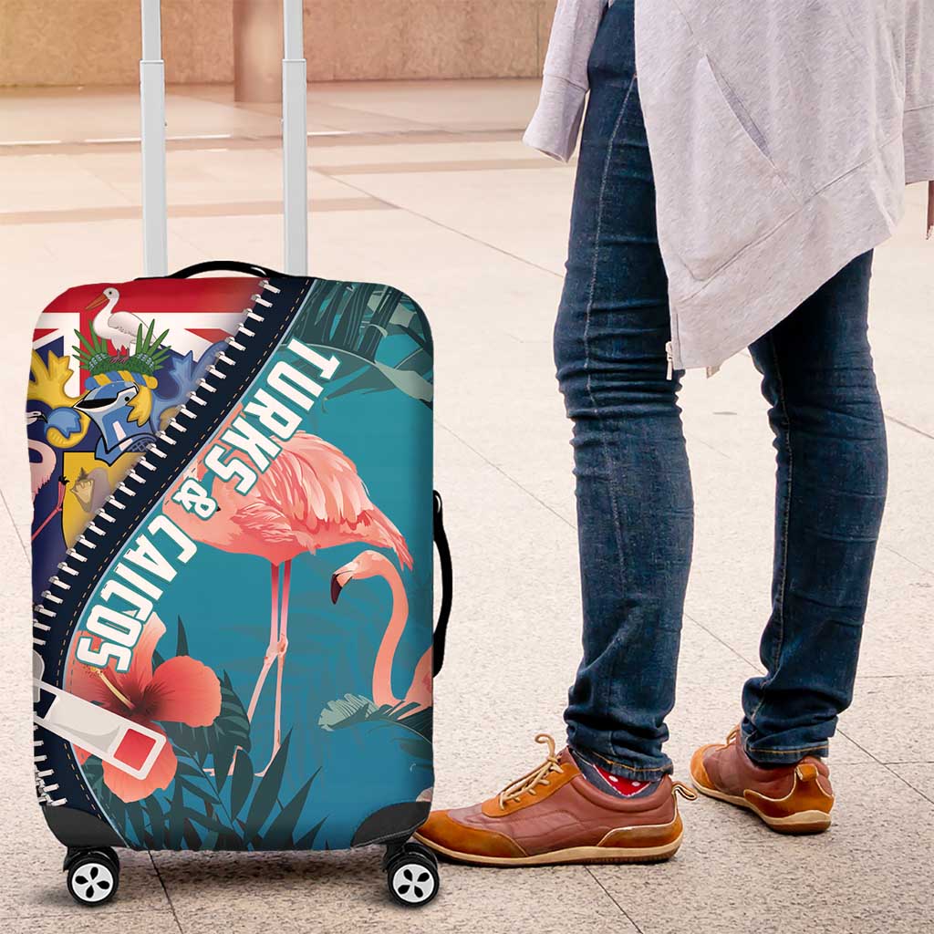 Turks and Caicos Islands Flamingo Luggage Cover Zipper Stylized