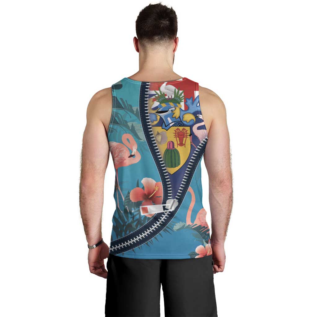 Turks and Caicos Islands Flamingo Men Tank Top Zipper Stylized