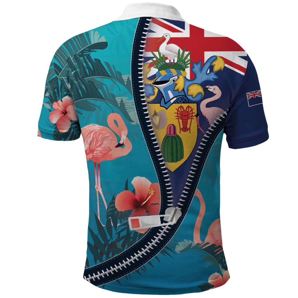 Turks and Caicos Islands Flamingo Polo Shirt Zipper Stylized