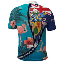 Turks and Caicos Islands Flamingo Polo Shirt Zipper Stylized