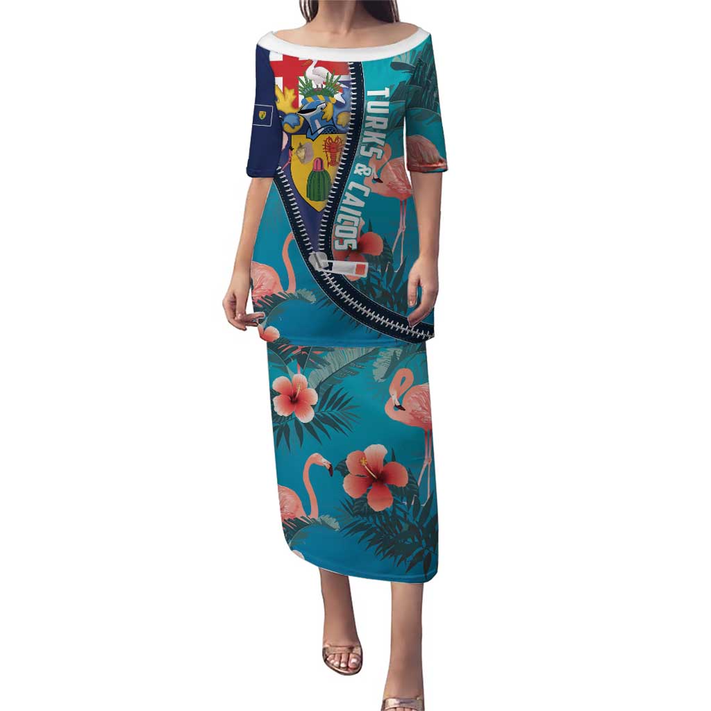 Turks and Caicos Islands Flamingo Puletasi Zipper Stylized
