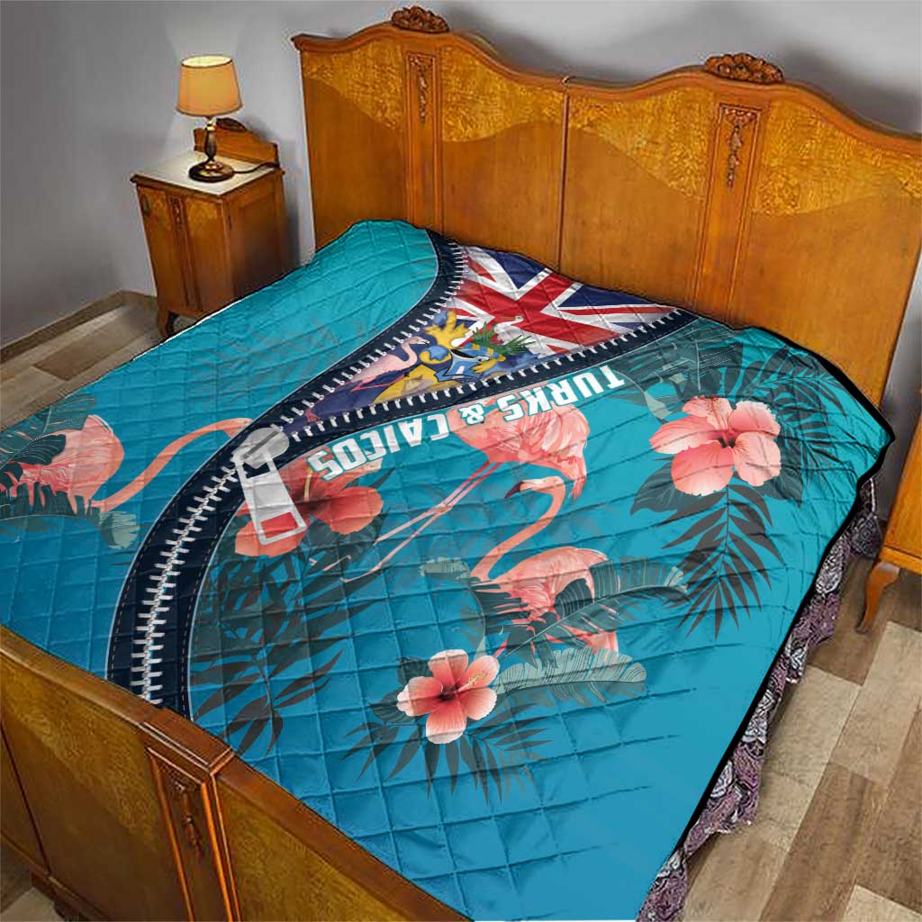 Turks and Caicos Islands Flamingo Quilt Zipper Stylized