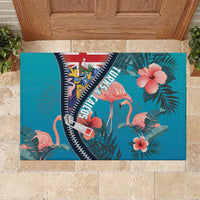 Turks and Caicos Islands Flamingo Rubber Doormat Zipper Stylized