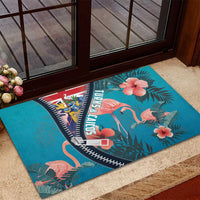 Turks and Caicos Islands Flamingo Rubber Doormat Zipper Stylized