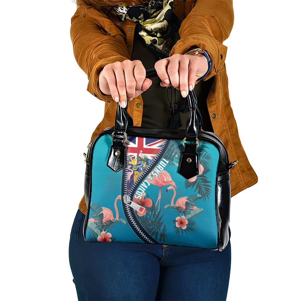 Turks and Caicos Islands Flamingo Shoulder Handbag Zipper Stylized