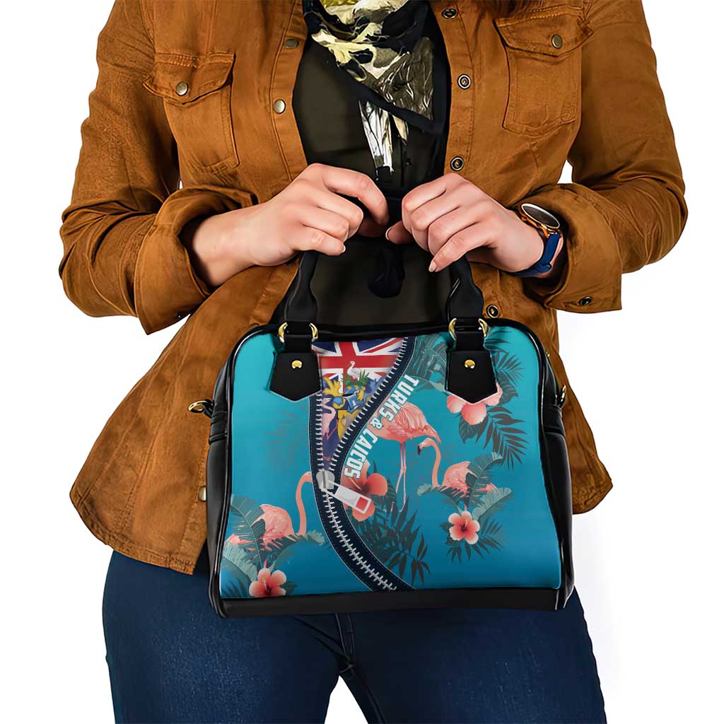 Turks and Caicos Islands Flamingo Shoulder Handbag Zipper Stylized