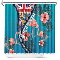 Turks and Caicos Islands Flamingo Shower Curtain Zipper Stylized