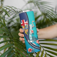 Turks and Caicos Islands Flamingo Skinny Tumbler Zipper Stylized