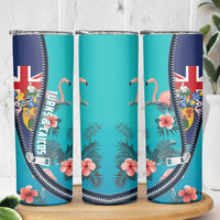 Turks and Caicos Islands Flamingo Skinny Tumbler Zipper Stylized