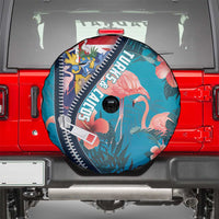 Turks and Caicos Islands Flamingo Spare Tire Cover Zipper Stylized