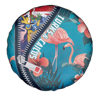 Turks and Caicos Islands Flamingo Spare Tire Cover Zipper Stylized
