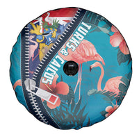 Turks and Caicos Islands Flamingo Spare Tire Cover Zipper Stylized