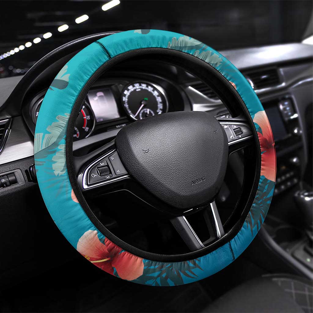 Turks and Caicos Islands Flamingo Steering Wheel Cover Zipper Stylized