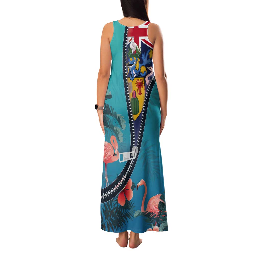 Turks and Caicos Islands Flamingo Tank Maxi Dress Zipper Stylized