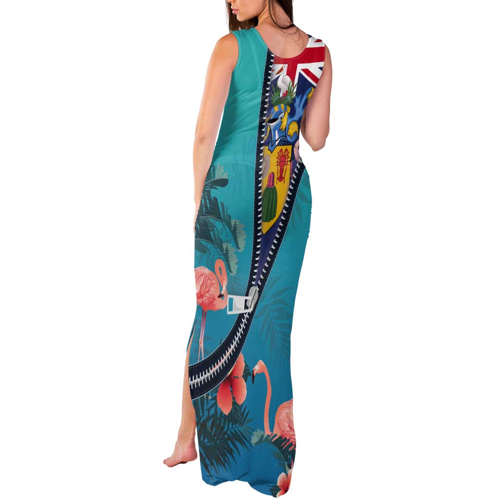 Turks and Caicos Islands Flamingo Tank Maxi Dress Zipper Stylized
