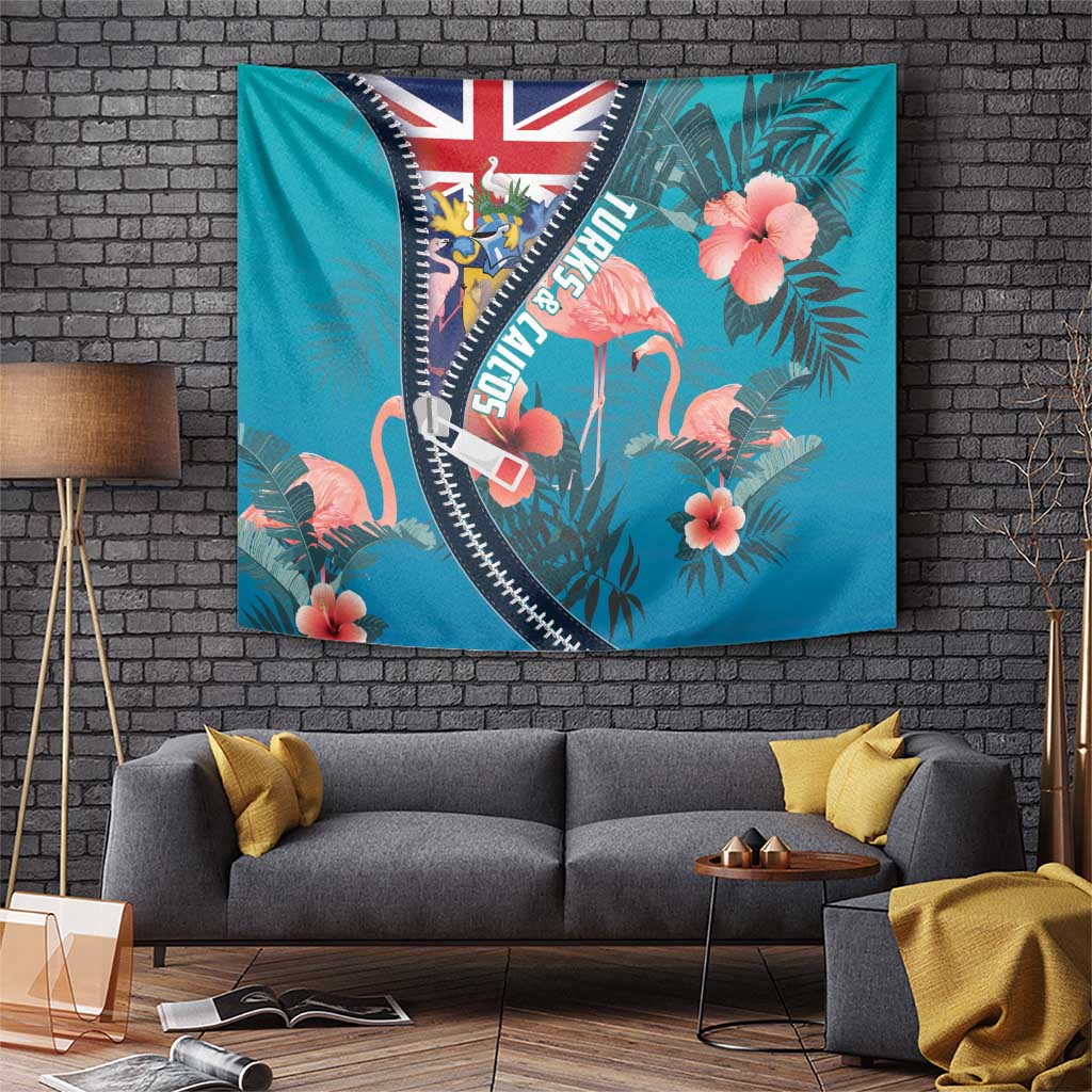 Turks and Caicos Islands Flamingo Tapestry Zipper Stylized