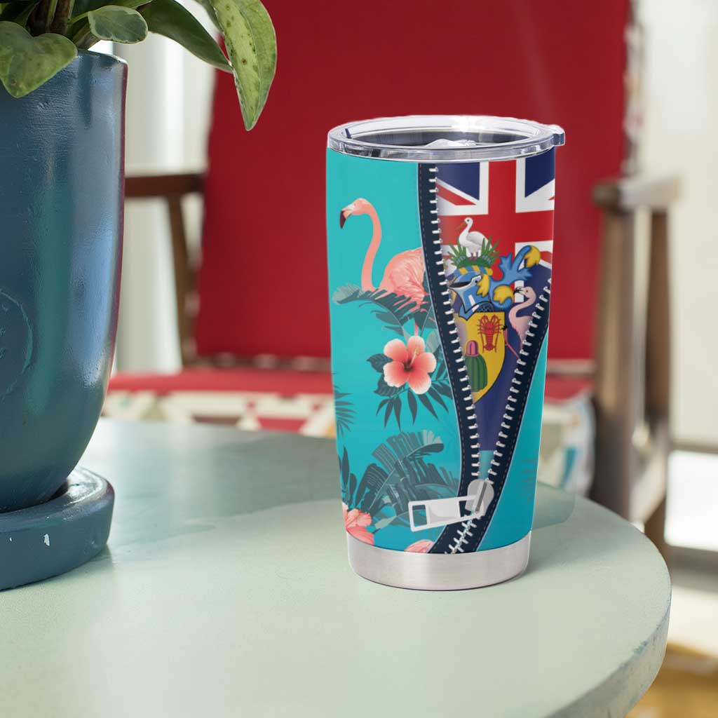 Turks and Caicos Islands Flamingo Tumbler Cup Zipper Stylized