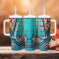 Turks and Caicos Islands Flamingo Tumbler With Handle Zipper Stylized