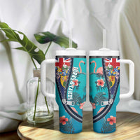 Turks and Caicos Islands Flamingo Tumbler With Handle Zipper Stylized