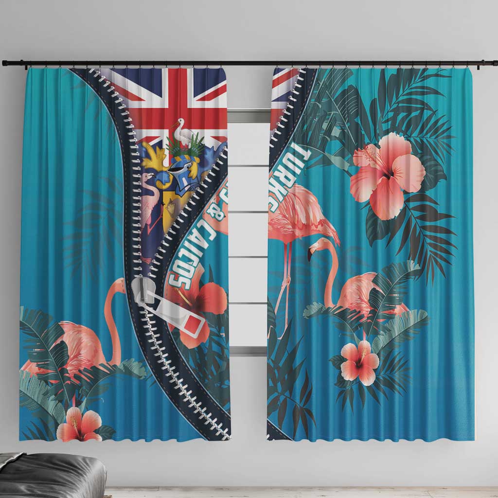 Turks and Caicos Islands Flamingo Window Curtain Zipper Stylized