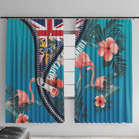 Turks and Caicos Islands Flamingo Window Curtain Zipper Stylized