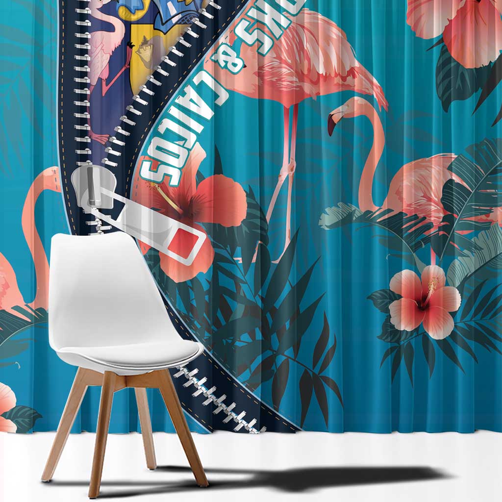 Turks and Caicos Islands Flamingo Window Curtain Zipper Stylized