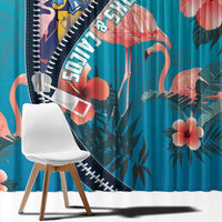 Turks and Caicos Islands Flamingo Window Curtain Zipper Stylized