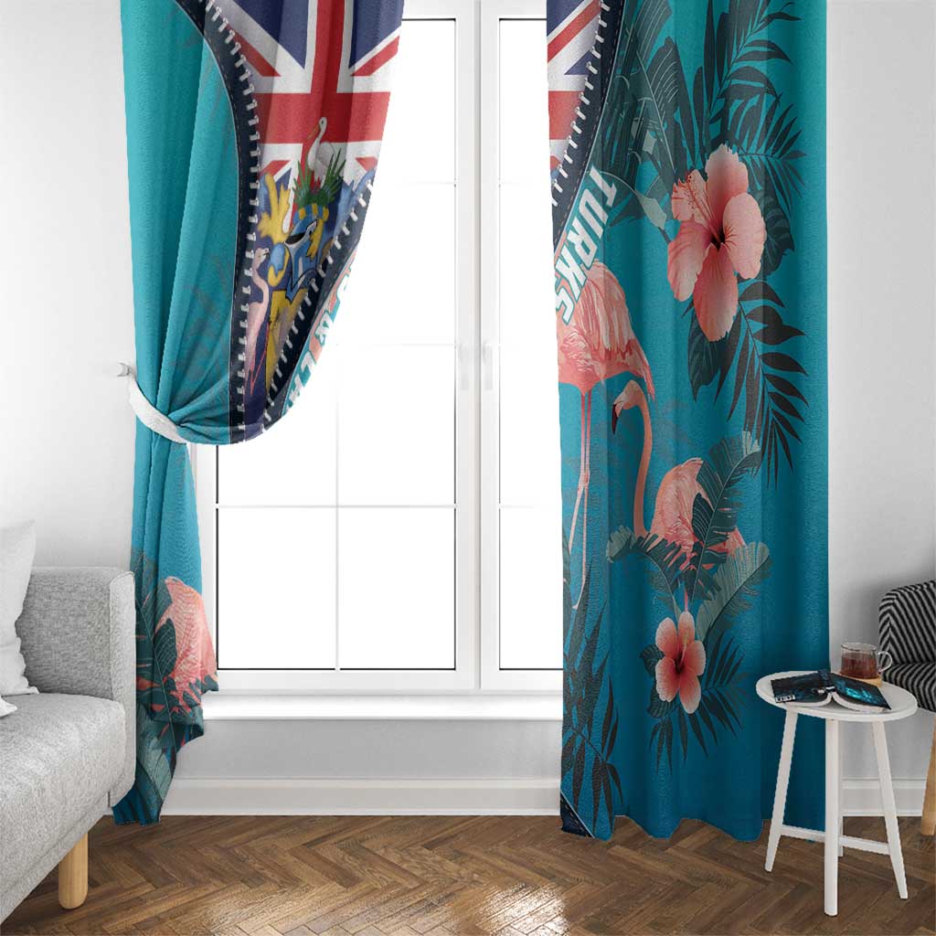 Turks and Caicos Islands Flamingo Window Curtain Zipper Stylized