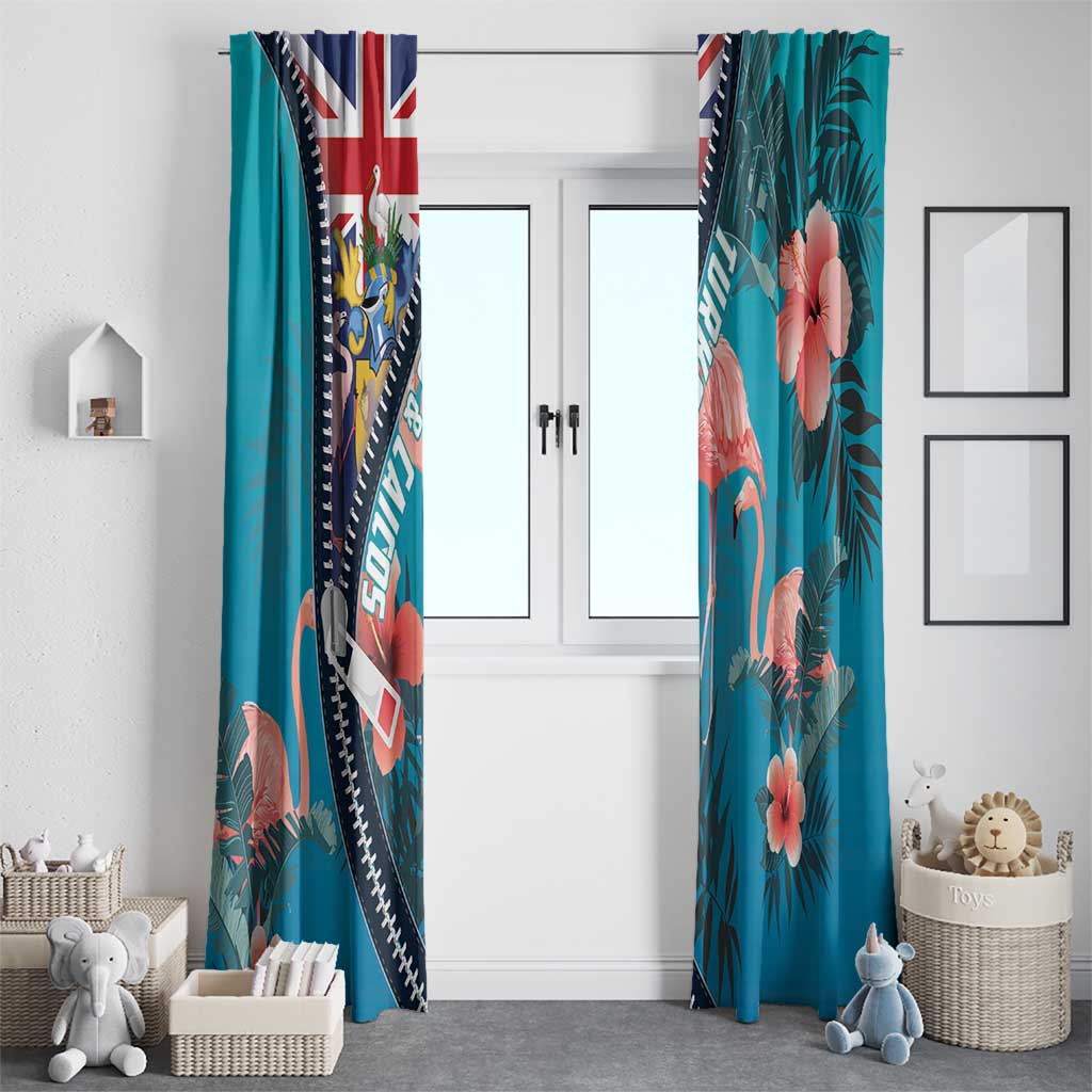 Turks and Caicos Islands Flamingo Window Curtain Zipper Stylized