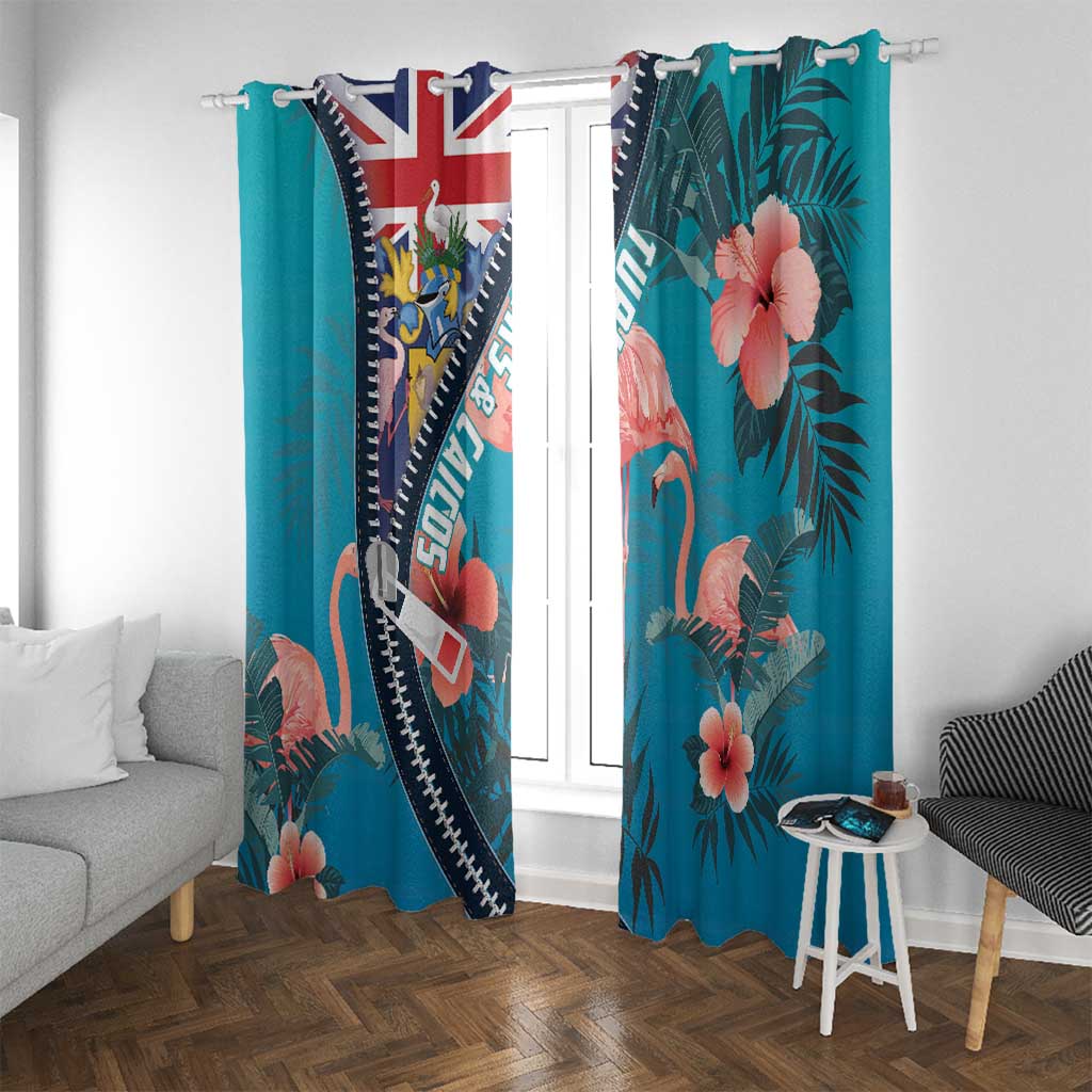 Turks and Caicos Islands Flamingo Window Curtain Zipper Stylized