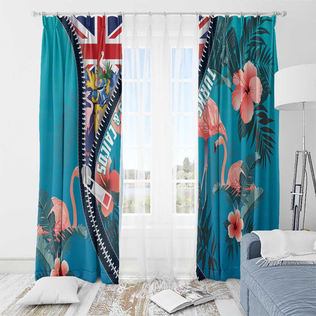 Turks and Caicos Islands Flamingo Window Curtain Zipper Stylized