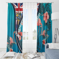 Turks and Caicos Islands Flamingo Window Curtain Zipper Stylized