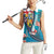 Turks and Caicos Islands Flamingo Women Sleeveless Polo Shirt Zipper Stylized