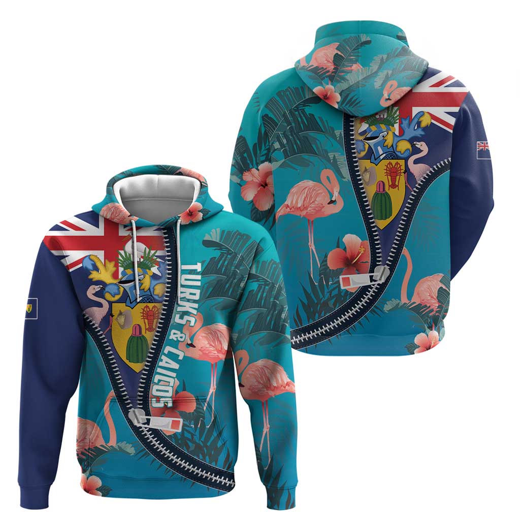 Turks and Caicos Islands Flamingo Zip Hoodie Zipper Stylized