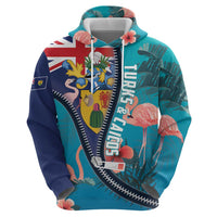 Turks and Caicos Islands Flamingo Zip Hoodie Zipper Stylized