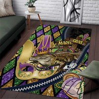 Mardi Gras Alligator Area Rug Colorful Zipper Stylized