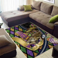 Mardi Gras Alligator Area Rug Colorful Zipper Stylized